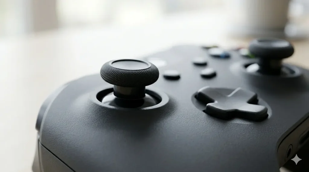 Xbox controller analog stick close-up for drift testing