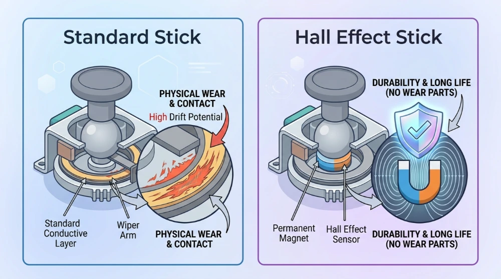 standard stick vs hall effect stick